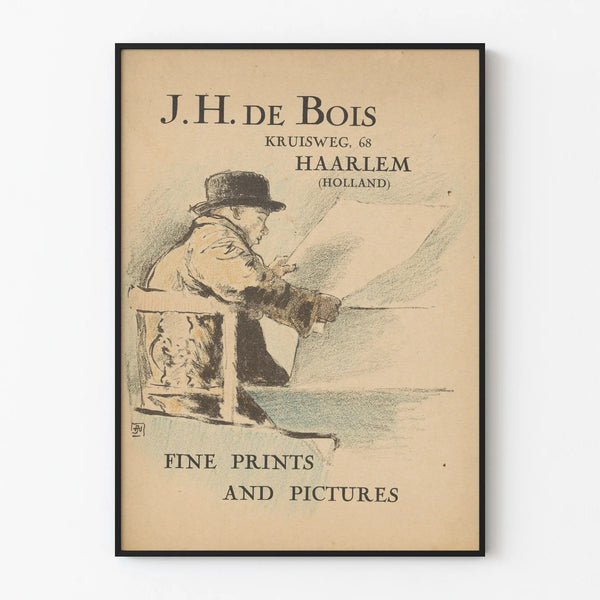 man-met-bolhoed-bekijkt-een-prent