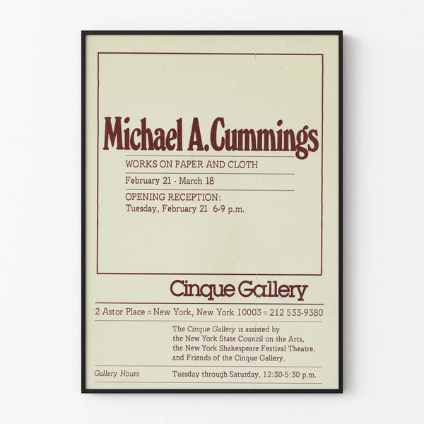 Poster di esposizione di Michael A. Cummings su carta e tessuto - Cinque Gallery