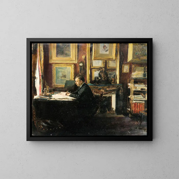 Attore Constant Coquelin nel suo studio - Émile Friant — quadro incorniciato alla parete