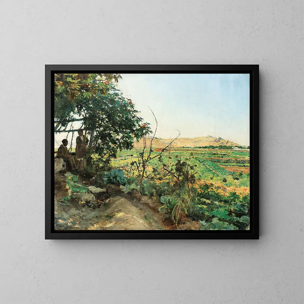 Paesaggio dei sobborghi di Tunisi - Émile Friant — quadro incorniciato alla parete
