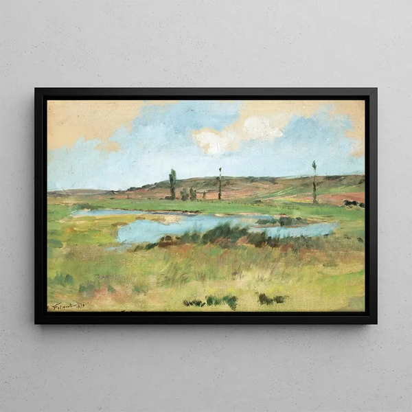 Paesaggio con stagno - Émile Friant — quadro incorniciato alla parete
