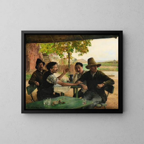 La discussione politica - Émile Friant — quadro incorniciato alla parete