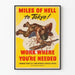 Poster vintage militare « Miles of Hell to Tokyo »