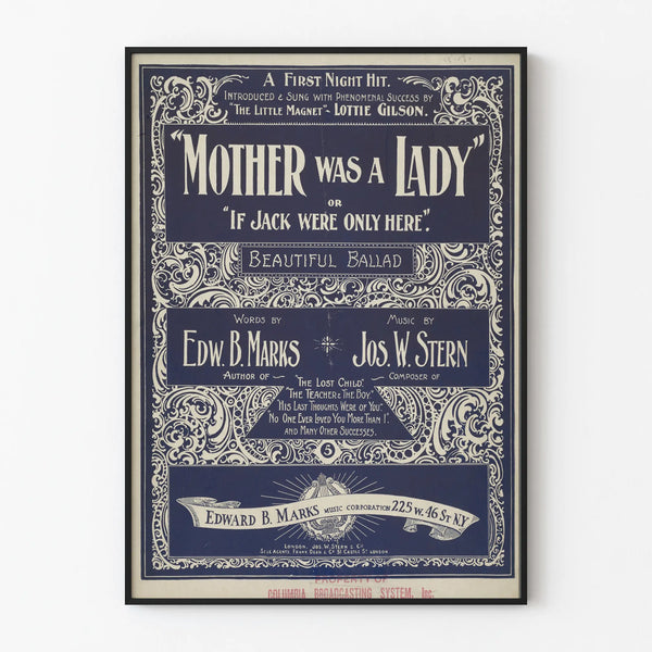 Poster vintage decorazione murale canzone Mother Was a Lady