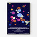 Poster murale astratto con cerchio colorato su sfondo blu notte