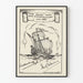 Poster vintage di auguri 1938 nave antica in mare Artem Legrand