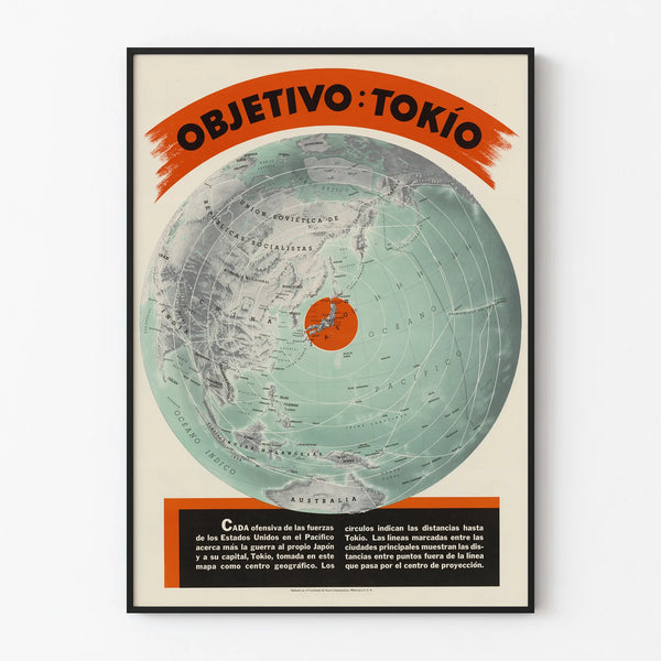 Poster vintage Carta geografica Obiettivo Tokyo