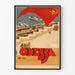 Poster vintage Odessa URSS con porto e bandiera sovietica