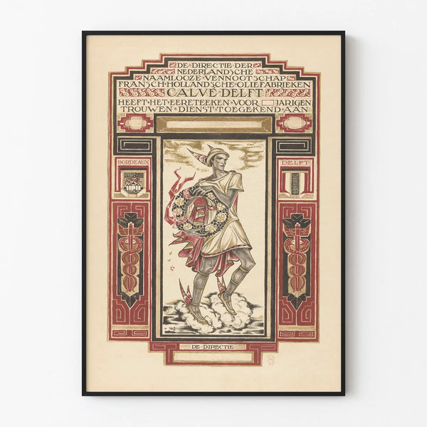 Poster vintage Certificato di servizio fedele Calvé Delft