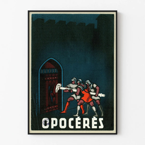 Poster vintage Opocérés - Illustrazione di cavalieri e porta fortificata