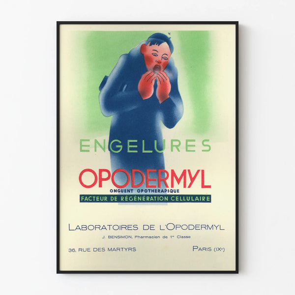 Poster vintage Opodermyl ustioni - decorazione murale medica retrò