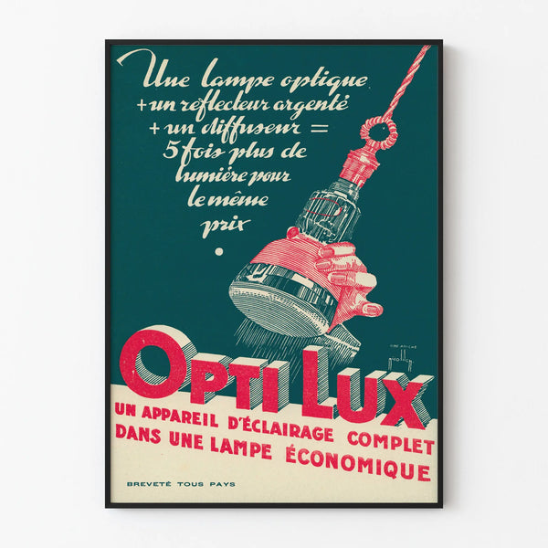 Poster vintage Opti Lux - Poster decorativo lampada economica