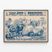 Poster vintage di John Robinson e compagnia di lama neri e bianchi — quadro incorniciato alla parete