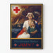 Poster vintage Croce Rossa a tema maternità e protezione