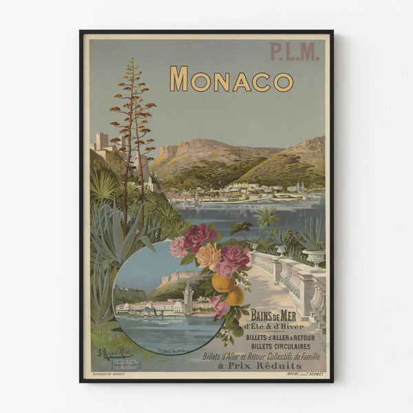 Poster decorativo murale vintage Monaco Bains de Mer