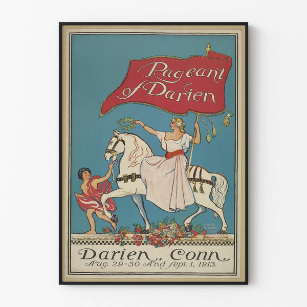 Poster vintage Pageant of Darien 1913 - Decorazione murale retrò