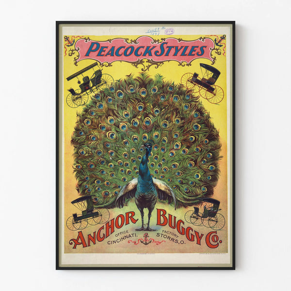 Poster vintage stili pavone ancora Buggy Co.