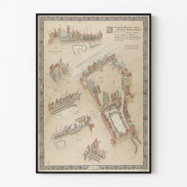 Poster Antica mappa di Oud-Holland per decorazione murale vintage
