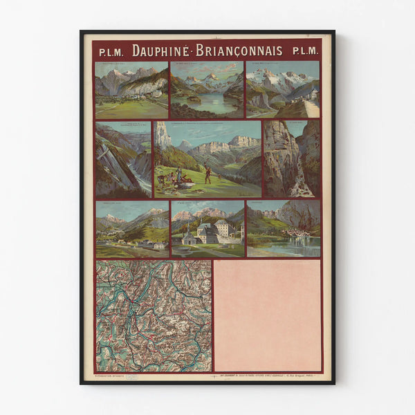 Poster vintage P.L.M. Dauphiné Briançonnais Alpi - Poster decorazione murale montagna