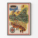 Poster Cartina Illustrata della Polonia con Costumi Tradizionali e Simboli Regionali