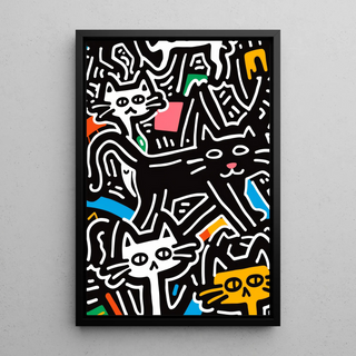 Manifesto Pop Art - Gatti Stilizzati
