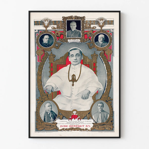 Poster vintage Papa Benedetto XV e Cardinali - Decorazione murale storica