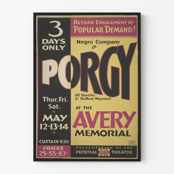 Poster vintage Teatro Porgy - Decorazione murale originale