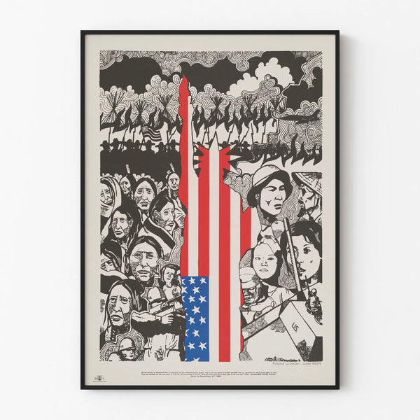 poster-showing-composite-drawing-juxtaposing-north-american-indians-with-vietnamese-with-flag-in-shape-of-statue-of-liberty-superimposed