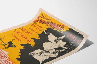 poster-shows-a-black-cat-and-two-skeletons-dressed-in-white-robes-and-sleep-caps