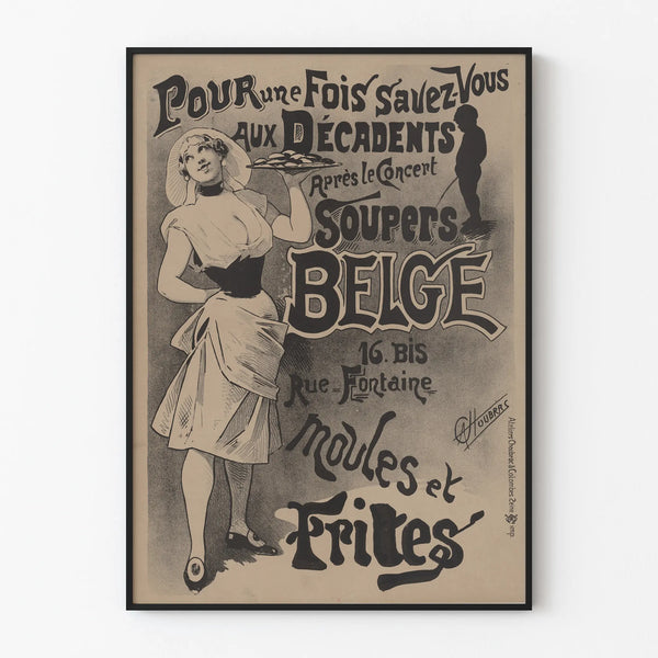Poster vintage Souper Belge Moules Frites decorazione murale rétro