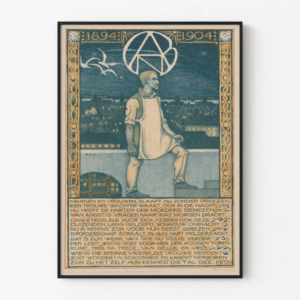 Poster vintage che celebra il 10o anniversario della Gilda olandese dei diamanti