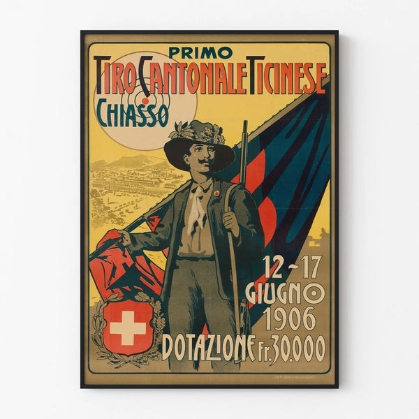 Poster vintage Tiro Cantonale Ticinese Chiasso 1906