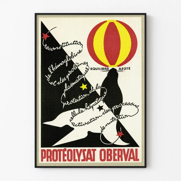 Poster vintage Protéolysat Oberval decorazione murale anni '50