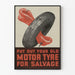 Poster vintage riciclo pneumatici usati