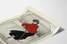 Poster vintage di pattinaggio in inchiostro Queen City Half-Tone Nero e Rosso Orientale