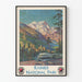 Poster vintage del Parco Nazionale di Rainier con treno della Northern Pacific