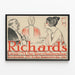 Poster vintage Richards Grill Tre commensali a tavola — quadro incorniciato alla parete