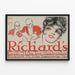 Poster vintage Richards Grill con ritratto di donna e musicisti — quadro incorniciato alla parete