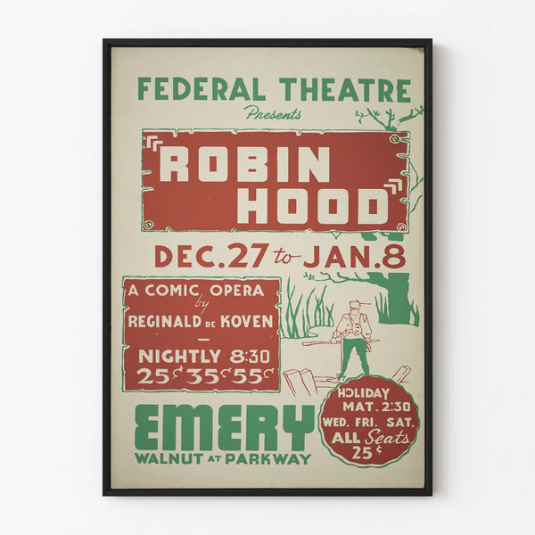 Poster vintage teatro Robin Hood - Decorazione murale retrò Artem Legrand