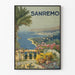 Poster vintage Sanremo vista panoramica e fiori