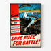 Poster vintage militare risparmio di carburante per la battaglia