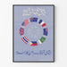 Poster decorativo con cerchi di bandiere e mani unite