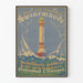 Poster vintage See- und Solbad Swinemünde con faro e onde