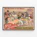 Poster vintage Sells Brothers - Spettacolo equestre con scimmie e clown — quadro incorniciato alla parete