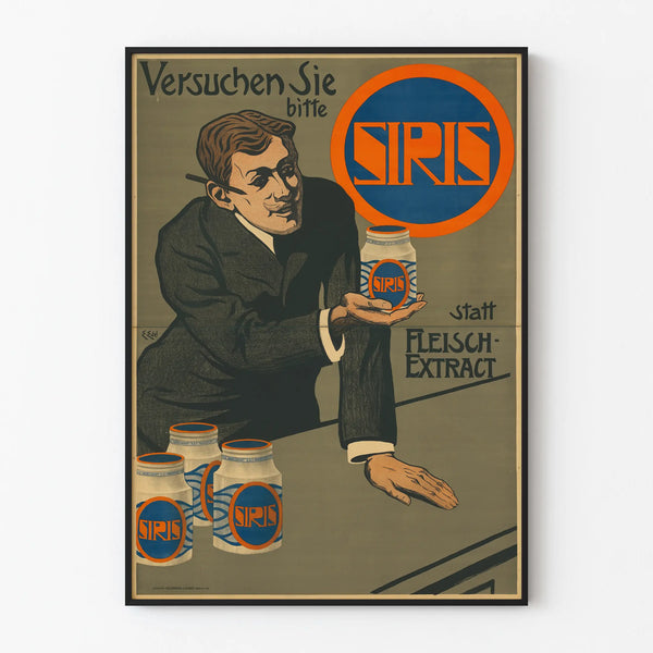 Poster pubblicitario vintage Siris per estratto di carne