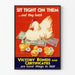 Poster vintage promozionale dei Buoni di Vittoria con gallina e pulcini