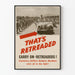 Poster vintage di propaganda sul ricostruzione delle gomme