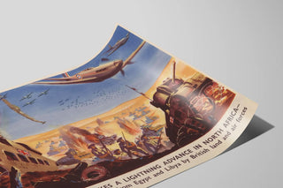 Poster vintage avanzato Scintilla dell'esercito britannico in Nord Africa — vista dell’opera