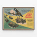 Poster vintage campagna Jeep scuole in guerra — quadro incorniciato alla parete