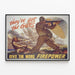 Poster vintage militare « Give 'Em More Firepower » — quadro incorniciato alla parete